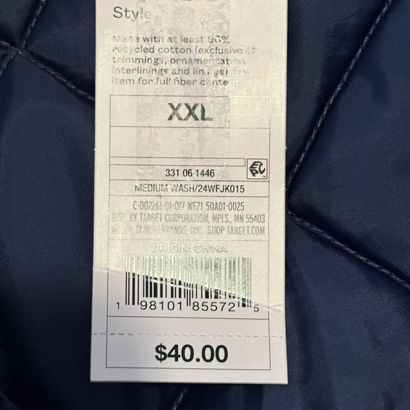 Wild Fable Womens Denim Jacket Blue Contrast Panels Full Zip Size XXL NWT - Picture 4 of 8